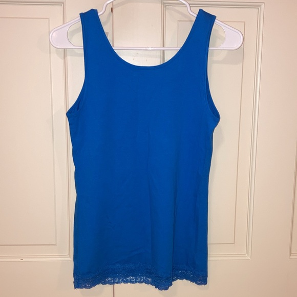 NWT Ann Taylor Blue Tank Top w/ Lace Detail, size S - Picture 2 of 4